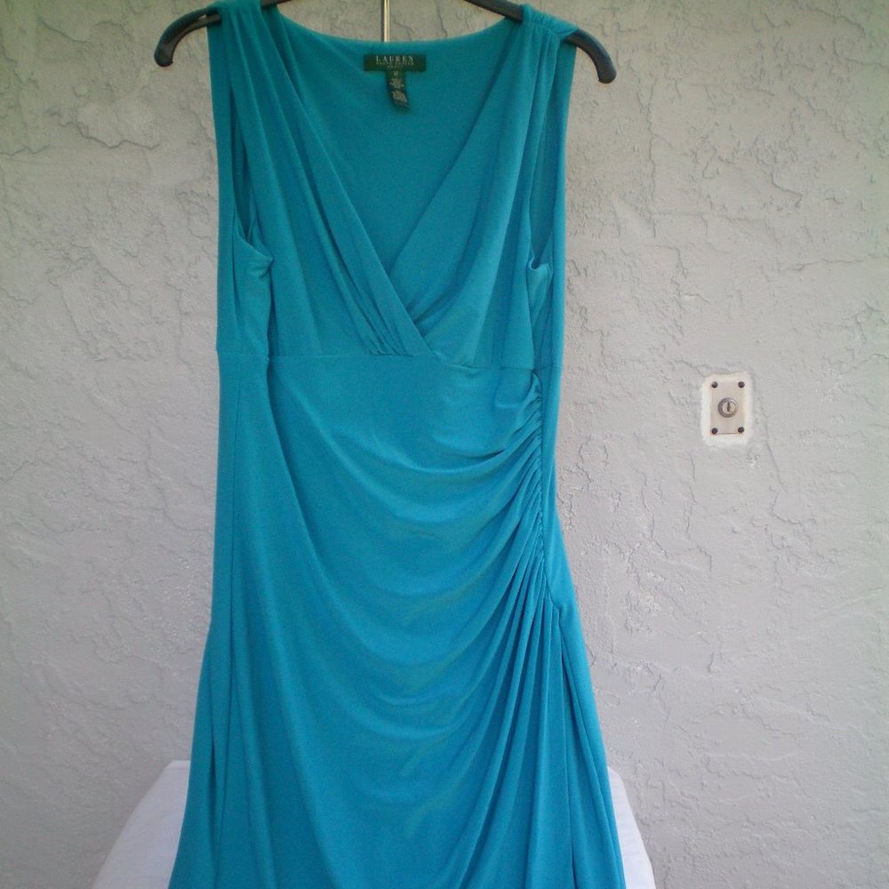 LAUREN Ralph Lauren blue sheath dress side ruching
